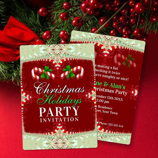 Candy Cane Weihnachtsfeier Einladung