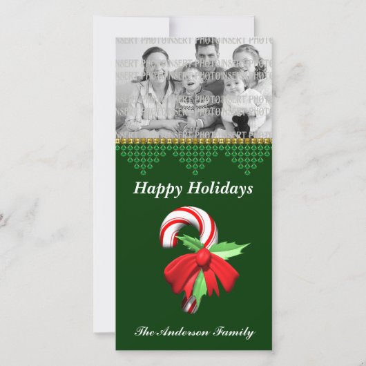 Candy Cane Weihnachtsfotokarte Feiertagskarte (Vorderseite)