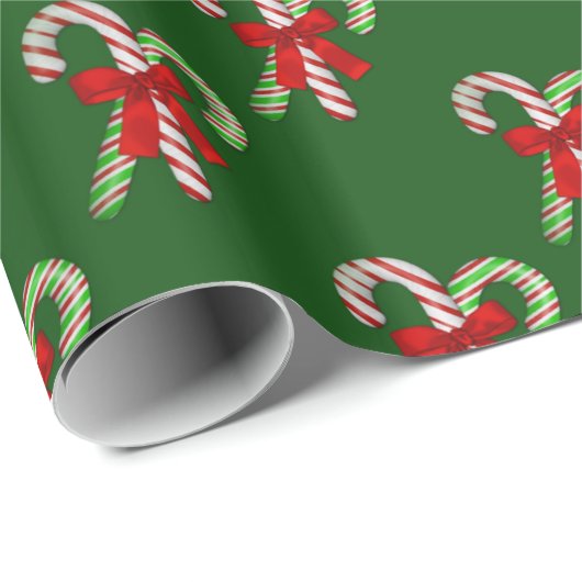 Candy Cane Weihnachtsgeschenk Wrap-Style 2 Green Geschenkpapier (Rolleneckpunkt)