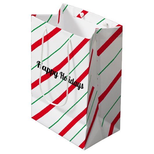 Candy Cane Weihnachtsgeschenktasche Mittlere Geschenktüte (Vorderseite Schrägansicht)