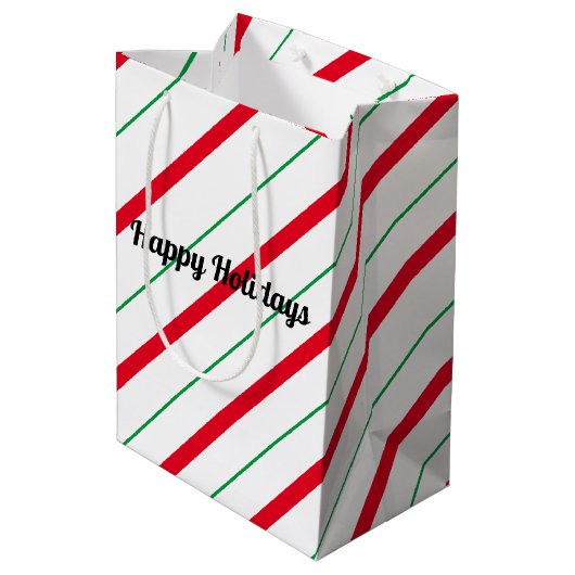 Candy Cane Weihnachtsgeschenktasche Mittlere Geschenktüte (Rückseite Schrägansicht)