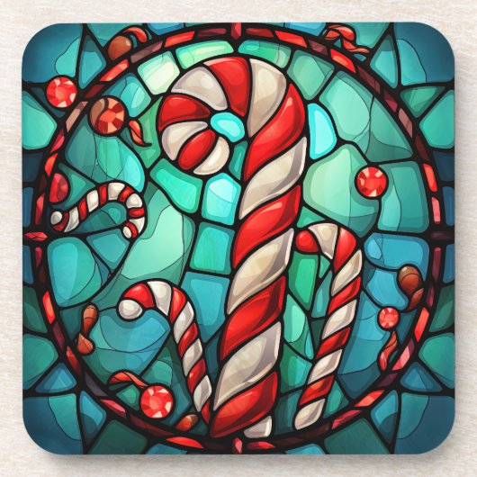 Candy Cane Weihnachtsglas Getränkeuntersetzer (Vorderseite)