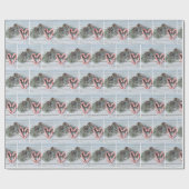 Candy Cane Weihnachtsherzen und Pine Geschenkpapier (Flach)