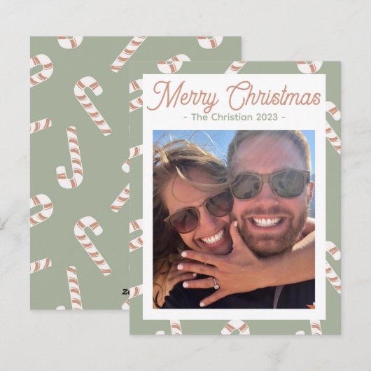 Candy Cane Weihnachtskarte Feiertagskarte (Vorne/Hinten)