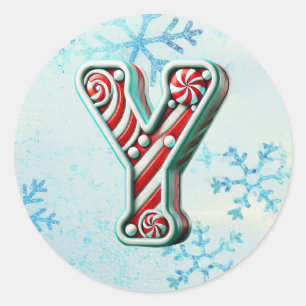 Candy Cane Weihnachtskleber "Y", festliche Streife Runder Aufkleber