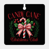Candy Cane Weihnachtsklub Squad Matching Winter Ornament Aus Metall (Vorderseite)