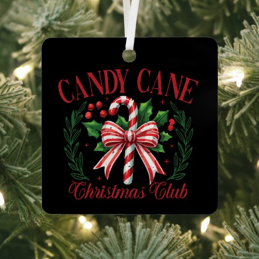 Candy Cane Weihnachtsklub Squad Matching Winter Ornament Aus Metall (InSitu)