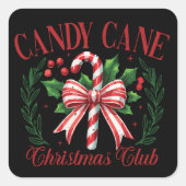Candy Cane Weihnachtsklub Squad Matching Winter Quadratischer Aufkleber (Vorderseite)
