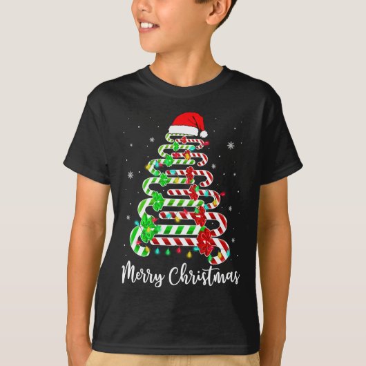 Candy Cane Weihnachtsmannmütze Funny Xmas Tree Mer T-Shirt (Vorderseite)