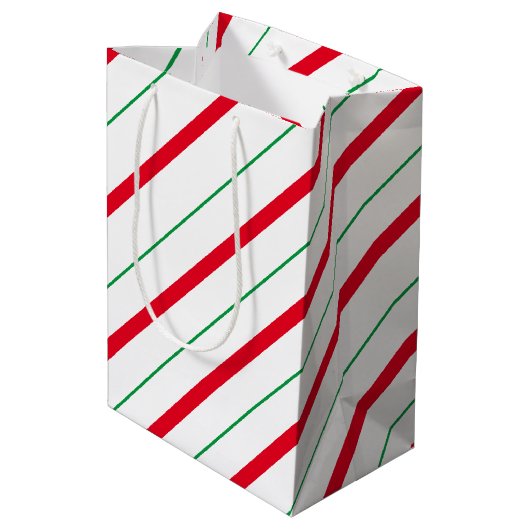 Candy Cane Weihnachtsmitteltasche Mittlere Geschenktüte (Rückseite Schrägansicht)