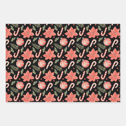 Candy Cane Weihnachtsschmuck rot und grün Geschenkpapier Set (Vorderseite 3)