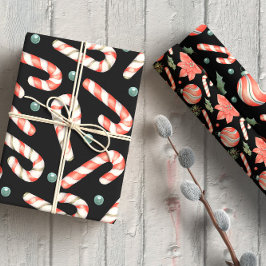 Candy Cane Weihnachtsschmuck rot und grün Geschenkpapier Set