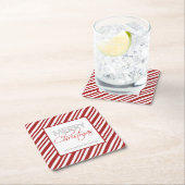 Candy Cane Weihnachtsstreifen | Benutzerdefiniert Rechteckiger Pappuntersetzer (Vor Ort)