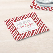Candy Cane Weihnachtsstreifen | Benutzerdefiniert Rechteckiger Pappuntersetzer (angewinkelt)