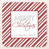 Candy Cane Weihnachtsstreifen | Benutzerdefiniert Rechteckiger Pappuntersetzer (Vorderseite)