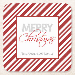 Candy Cane Weihnachtsstreifen | Benutzerdefiniert Rechteckiger Pappuntersetzer
