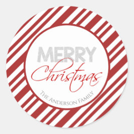 Candy Cane Weihnachtsstreifen | Benutzerdefiniert Runder Aufkleber