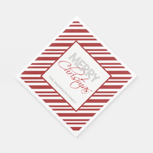 Candy Cane Weihnachtsstreifen | Benutzerdefiniert Serviette (Ecke)