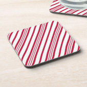 Candy Cane Weihnachtsstreifen Getränkeuntersetzer (Linke Seite)