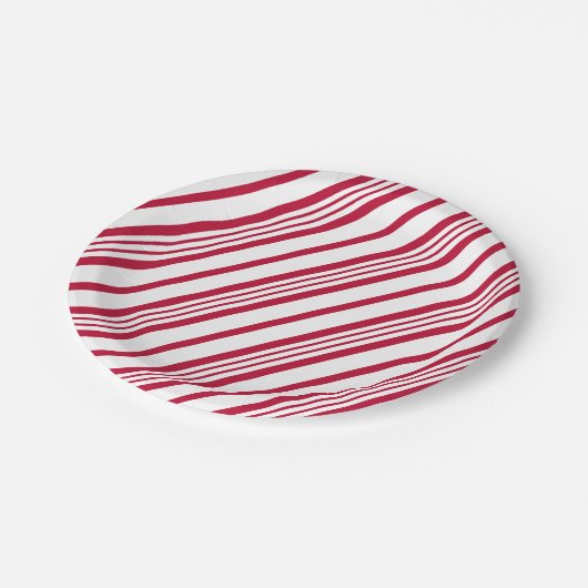 Candy Cane Weihnachtsstreifen Pappteller (Schrägansicht)