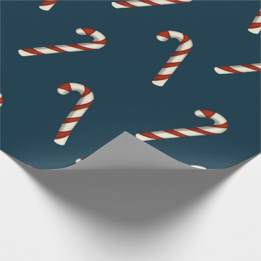 Candy Cane Weihnachtswrapping Paper on Dark Blue Geschenkpapier (Ecke)