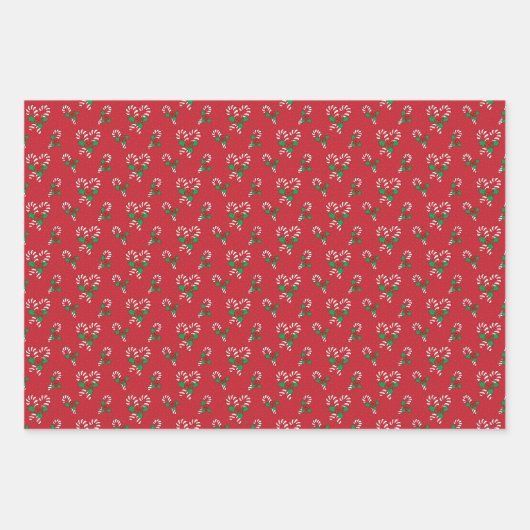 Candy Cane Weihnachtswrapping Paper Sheets Geschenkpapier Set (Vorderseite)