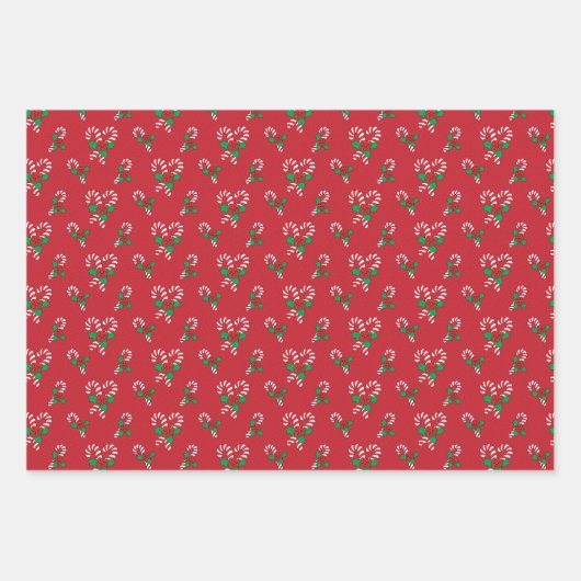 Candy Cane Weihnachtswrapping Paper Sheets Geschenkpapier Set (Vorderseite 3)