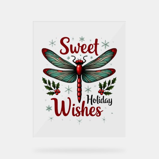 Candy Cane Wings Dragonfly Acrylschild (Vorderseite)