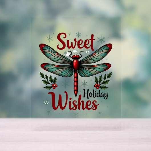 Candy Cane Wings Dragonfly Acrylschild (Neutral)