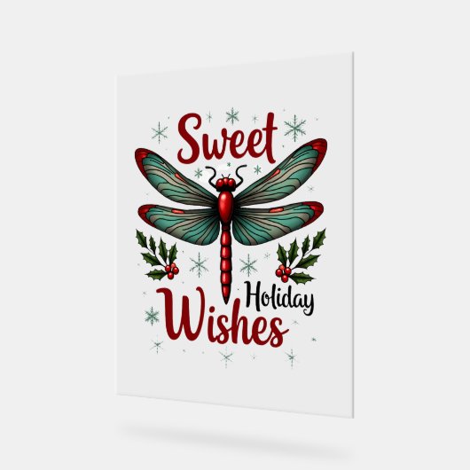 Candy Cane Wings Dragonfly Acrylschild (Winkel)