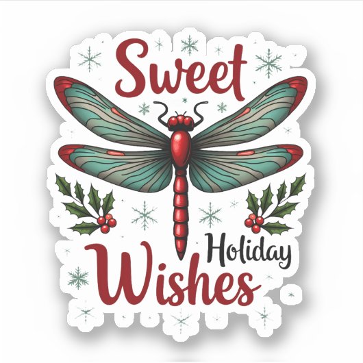 Candy Cane Wings Dragonfly Aufkleber (Vorderseite)