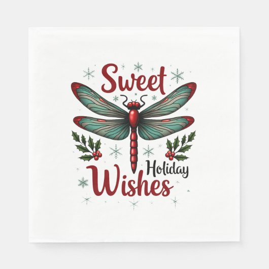 Candy Cane Wings Dragonfly Serviette (Vorderseite)