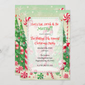 Candy Cane Winter Peppermint Forest Weihnachten Einladung (Vorne/Hinten)