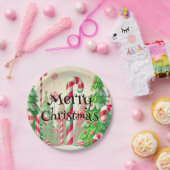 Candy Cane Winter Peppermint Forest Weihnachten Pappteller (Party)