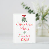 Candy Cane Wish & Mistletoe Kisses Weihnachten Postkarte (Stehend Vorderseite)