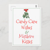 Candy Cane Wish & Mistletoe Kisses Weihnachten Postkarte (Vorne/Hinten)