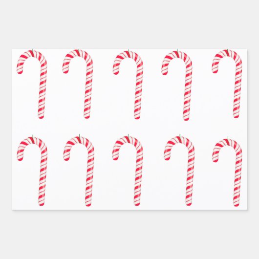 Candy Cane Wrapping Paper Flat Sheet Set 3 Geschenkpapier Set (Vorderseite 2)