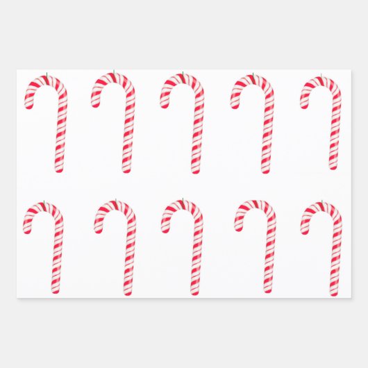 Candy Cane Wrapping Paper Flat Sheet Set 3 Geschenkpapier Set (Vorderseite)