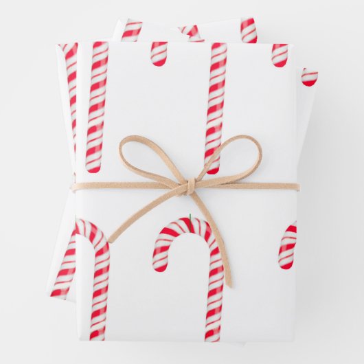 Candy Cane Wrapping Paper Flat Sheet Set 3 Geschenkpapier Set (Beispiel)