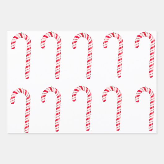 Candy Cane Wrapping Paper Flat Sheet Set 3 Geschenkpapier Set (Vorderseite 3)