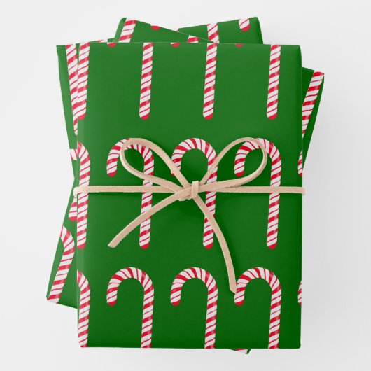 Candy Cane Wrapping Paper Flat Sheet Set 3 Geschenkpapier Set (Beispiel)