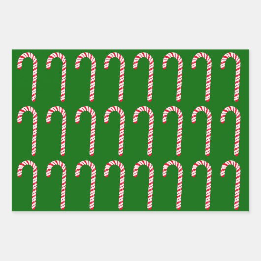 Candy Cane Wrapping Paper Flat Sheet Set 3 Geschenkpapier Set (Vorderseite 3)