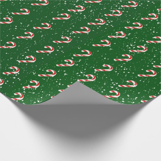 Candy Cane Wrapping Paper - Grüner Hintergrund Geschenkpapier (Ecke)