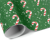 Candy Cane Wrapping Paper - Grüner Hintergrund Geschenkpapier (Rolleneckpunkt)
