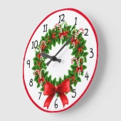 Candy Cane Wreath Große Wanduhr (Winkel)