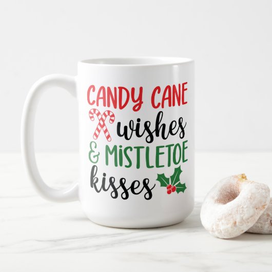 Candy Cane Wünsche und Mistletoe Kisses Kaffeetasse (Mit Donut)