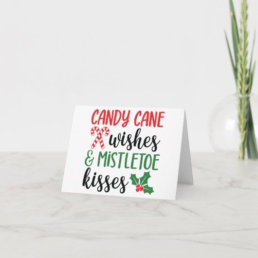 Candy Cane Wünsche und Mistletoe Kisses Karte (Vorderseite)