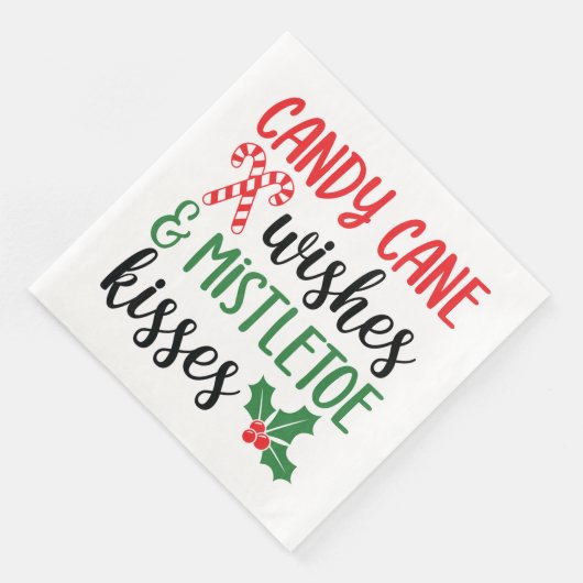 Candy Cane Wünsche und Mistletoe Kisses Serviette (Ecke)