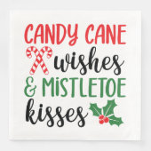 Candy Cane Wünsche und Mistletoe Kisses Serviette (Vorderseite)