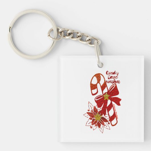 Candy Cane wünscht Schlüsselring (Vorderseite)